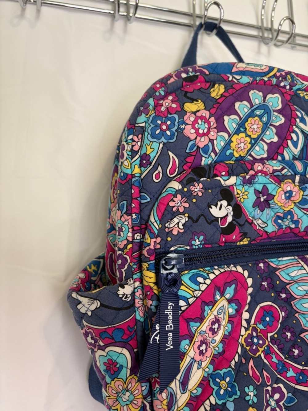 Disney Vera Bradley Navy Multi Paisley Floral Mini Backpack - Picture 5 of 9
